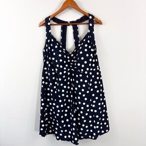 Evans navy blue with white polka dots swim dress